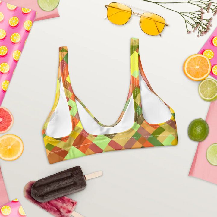 Colorful Mosaic Pattern Design Padded Bikini Top - v2 product image (2)
