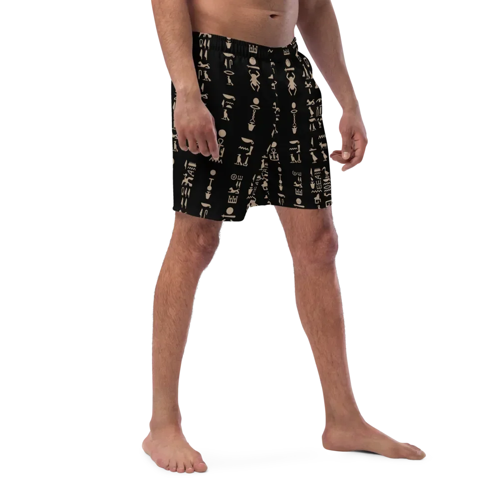 Isis Black Hieroglyphs Detail All-Over Swim Trunks product image (3)