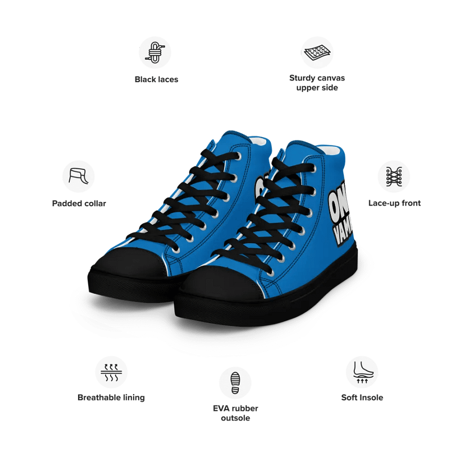Men's High Top Canvas Shoes OneVamps Blue Black color product image (11)