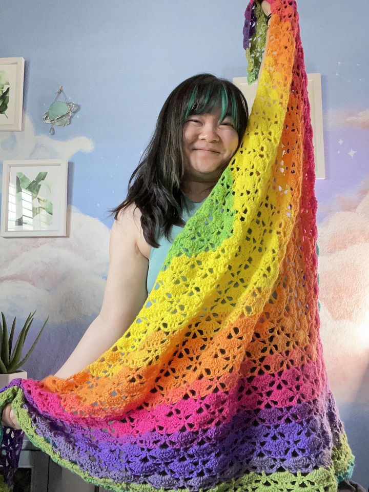 Oversized Crochet Rainbow Shawl product image (2)