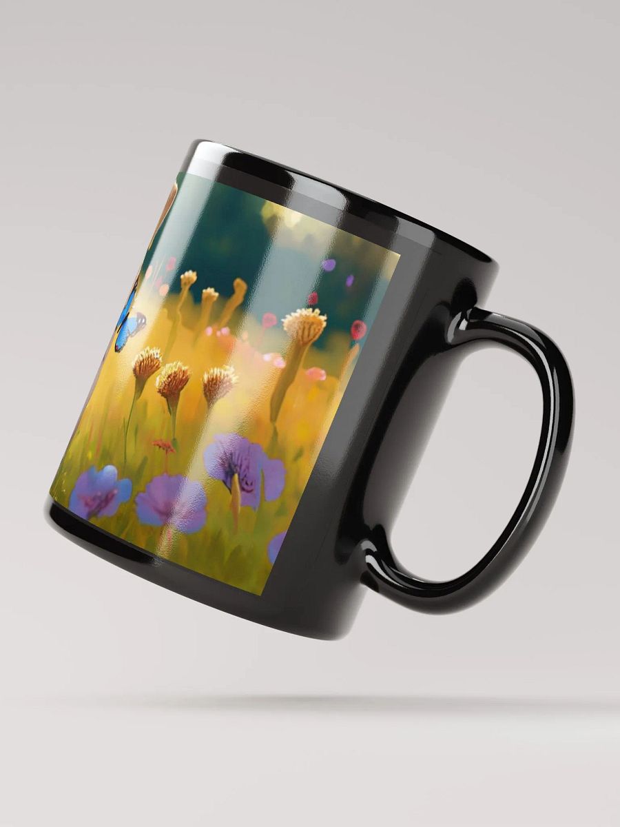 Floral Fetch: Black Glossy Mug for Dog Lovers flower mug product image (4)