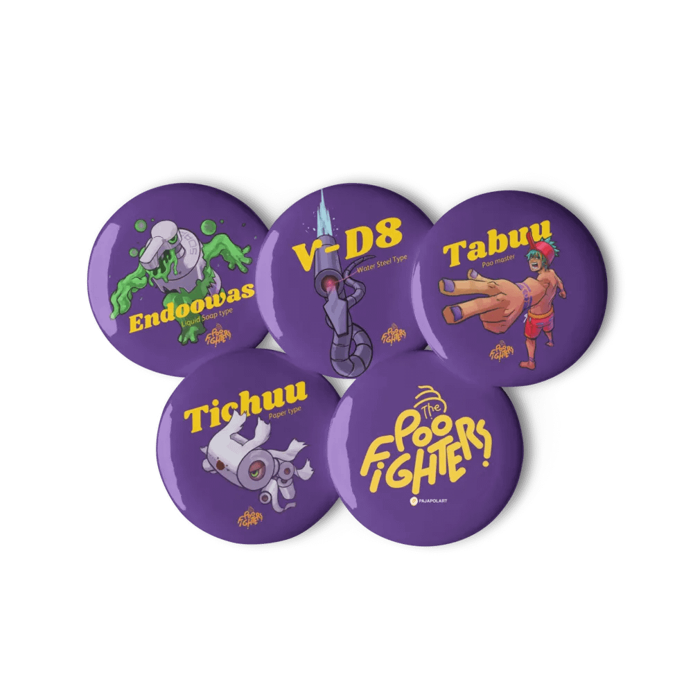 The Poo Fighters! Set of Pin Buttons (5 pieces) product image (6)