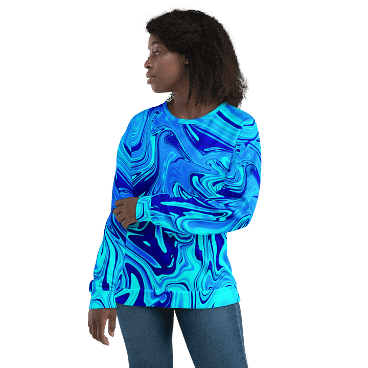 Sweatshirt - Light and Dark Blue Digital Fluid Art product image (1)