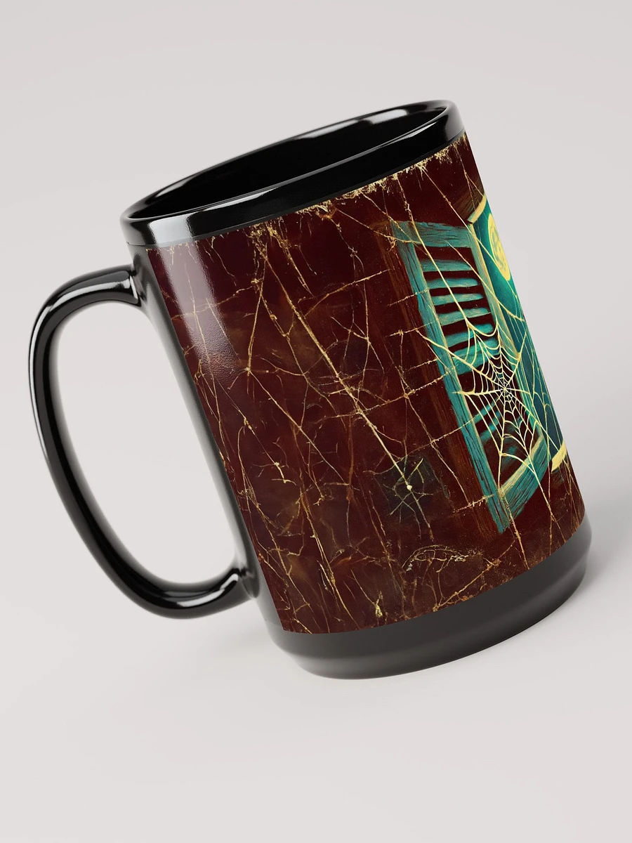 Giant Spider in a Window 15 oz Black Mug product image (4)