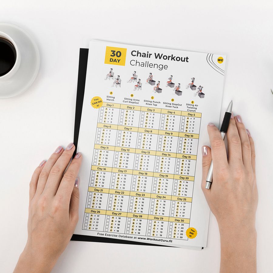 30 Day Chair Workout Challenge - Printable Workout Tracker product image (5)