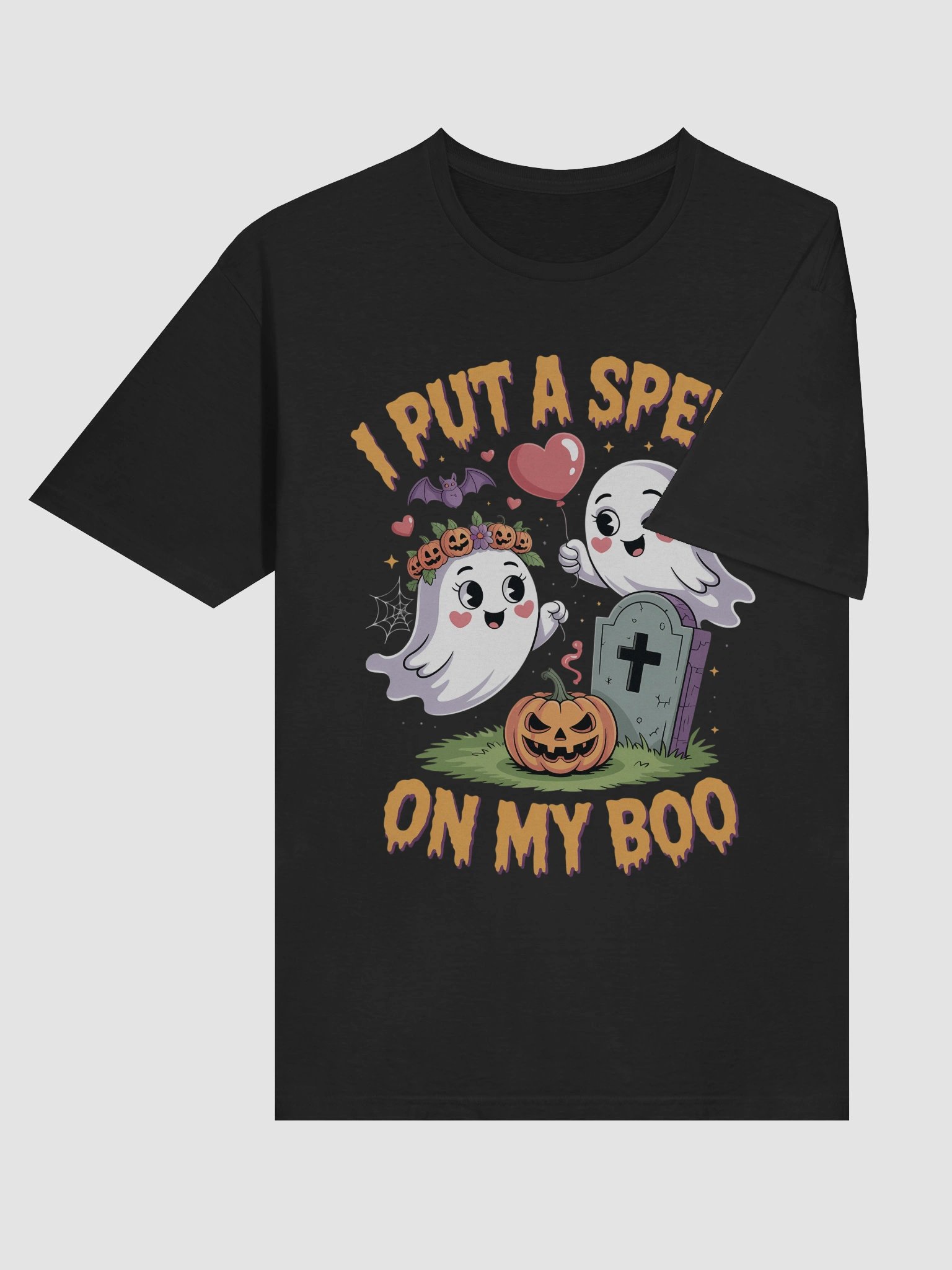 Put A Spell On My Boo - Funny Halloween Couple's T-Shirt | Spooky Cute Ghost & Pumpkin Tee product image (6)