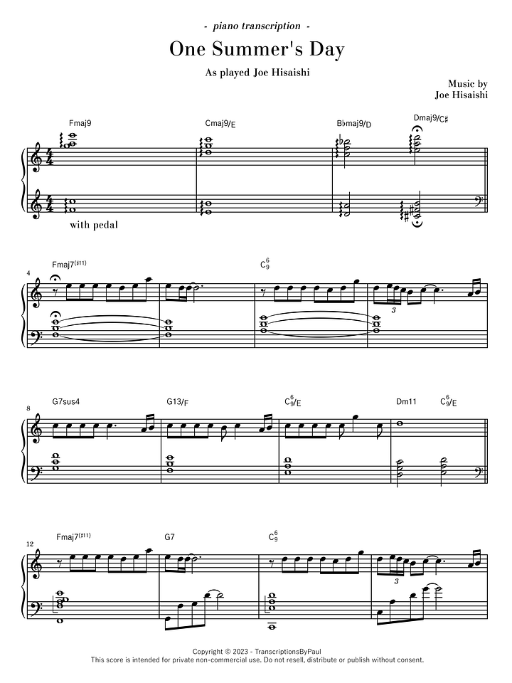 One Summer's Day - Joe Hisaishi product image (1)