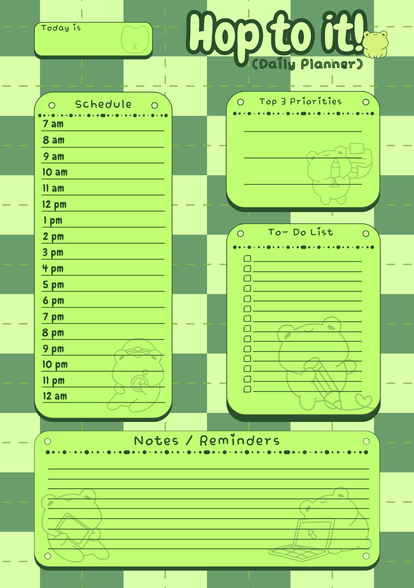 April's Planner Design - Frog Daily, Weekly, and Monthly Planner Sheets (A5 Size) product image (1)