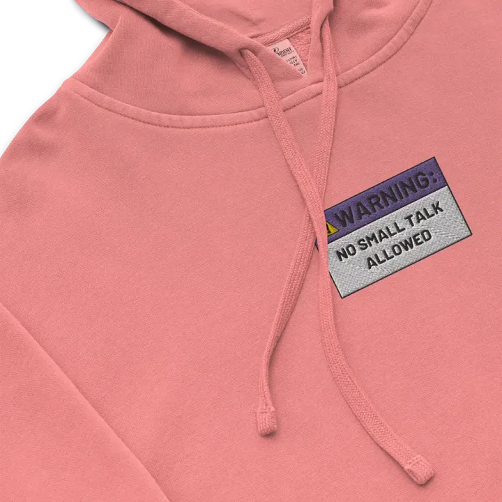 NO SMALL TALK ALLOWED embroidered pigment hoodie (purple) product image (1)