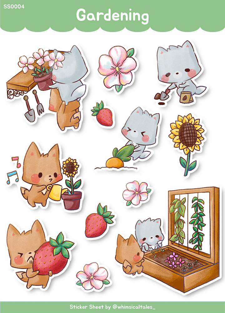 Gardening with the Foxes | Sticker Sheet product image (1)