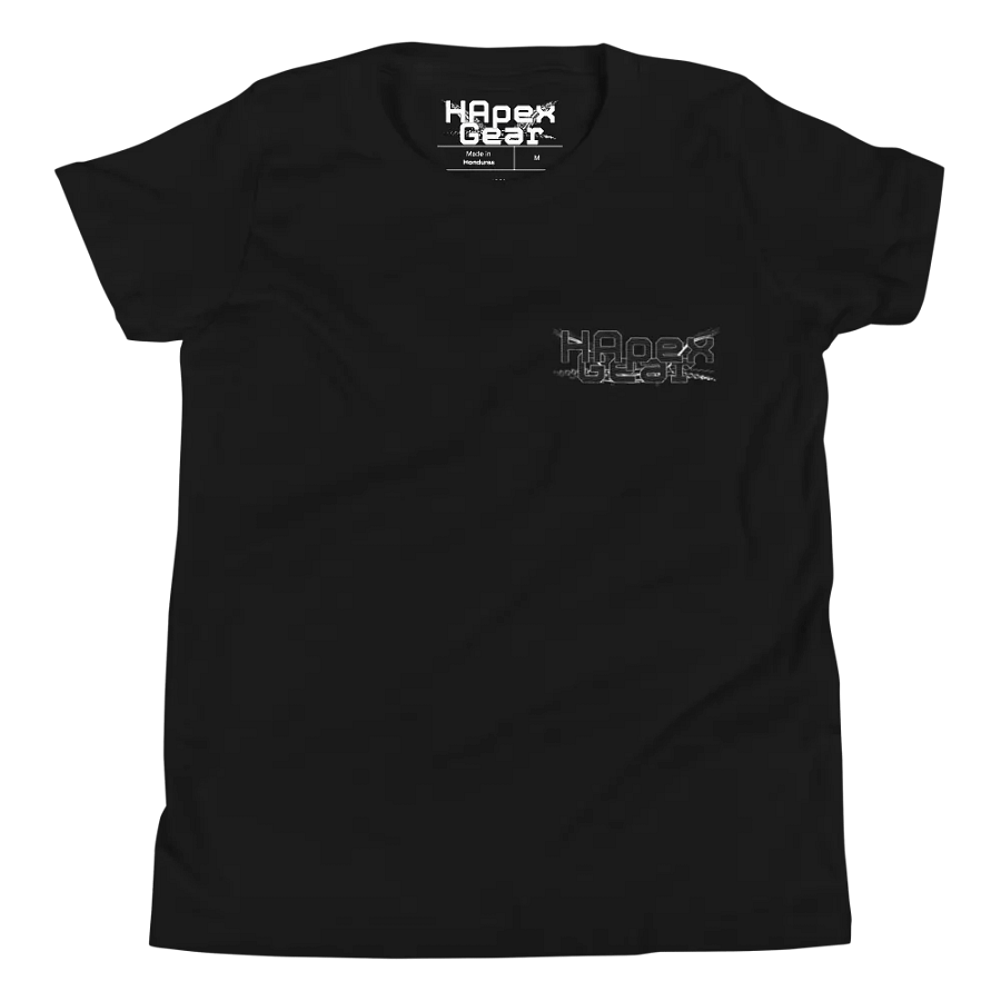Youth Short Sleeve T-Shirt - Embroidered - Black HApex Gear White Logo product image (3)