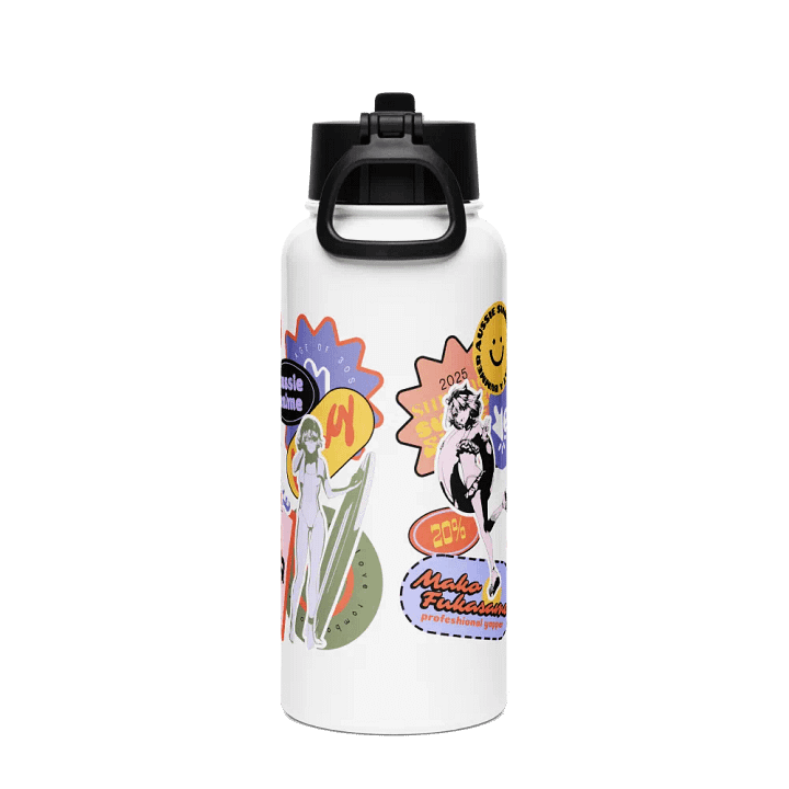 Stickerbomb Steel Waterbottle + straw product image (2)