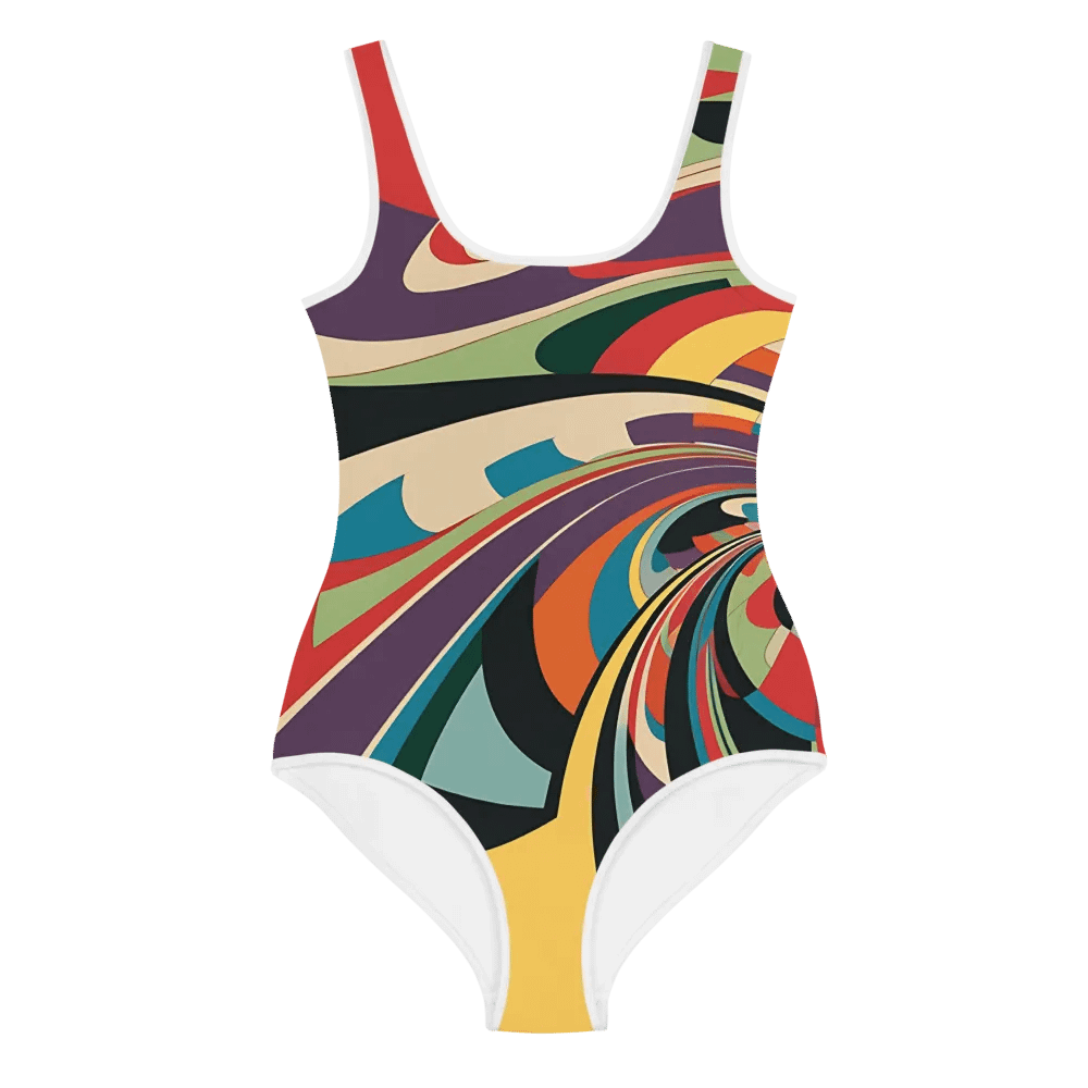 Abstract Lithographic Pattern Design Youth One Piece Swimsuit - V12 product image (1)