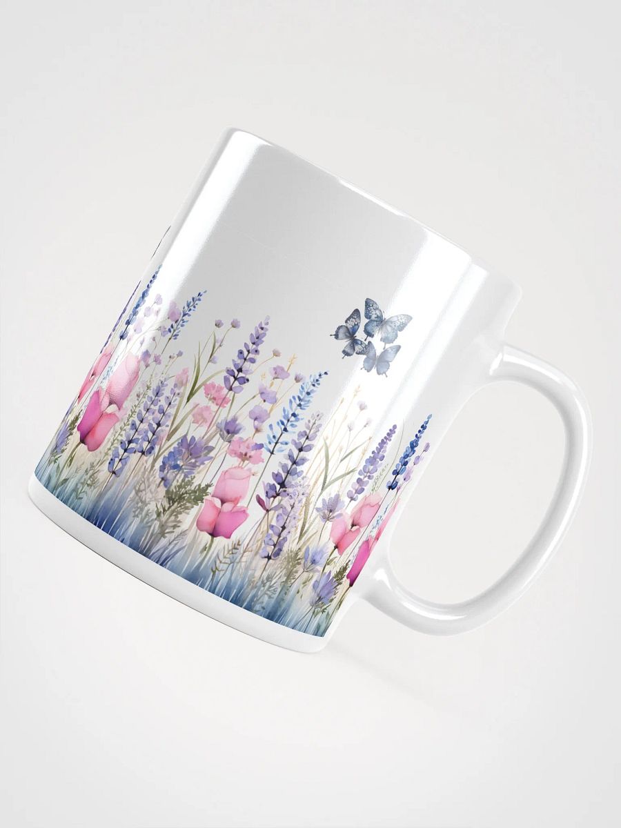 Pastel Wildflower and Blue Butterflies White Mug product image (4)