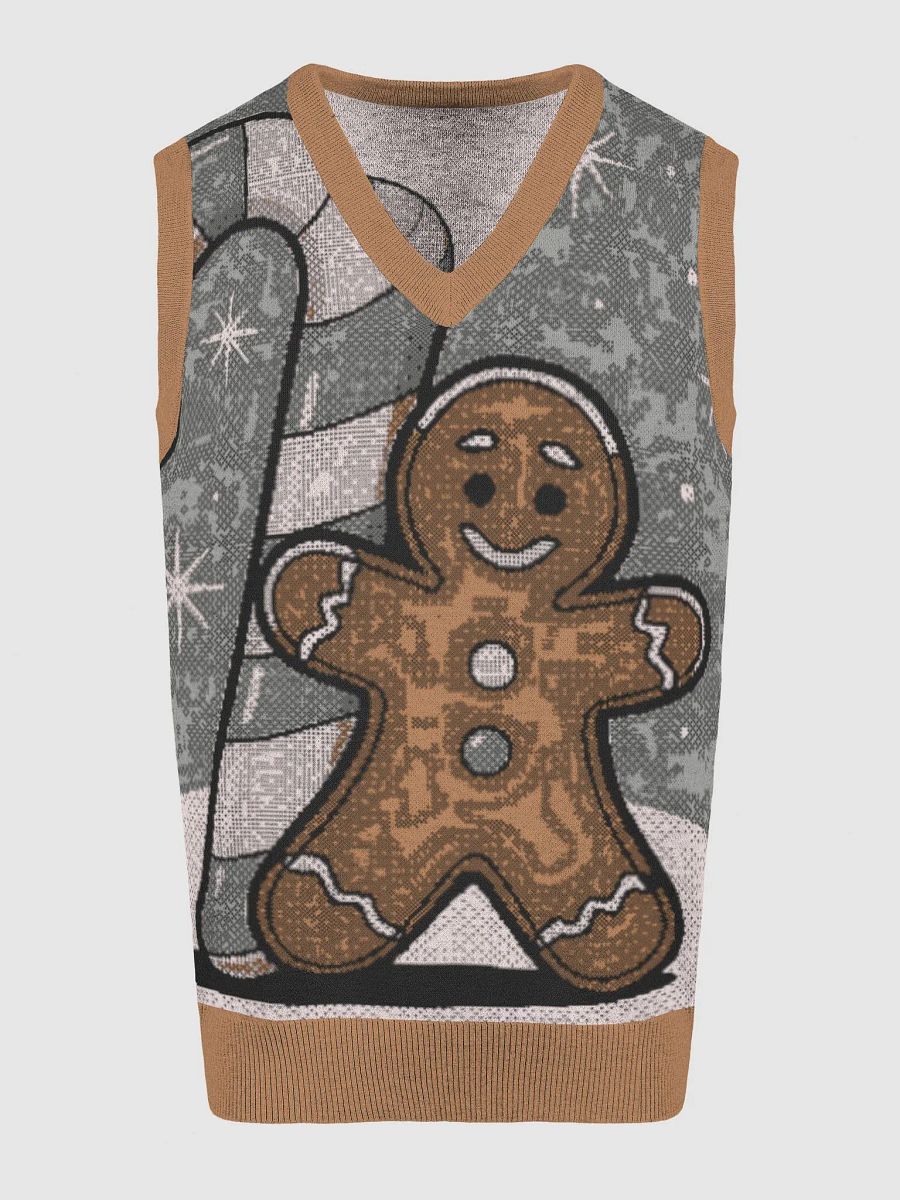 Festive Candy Cane and Gingerbread Man Knitted V-Neck Vest product image (11)
