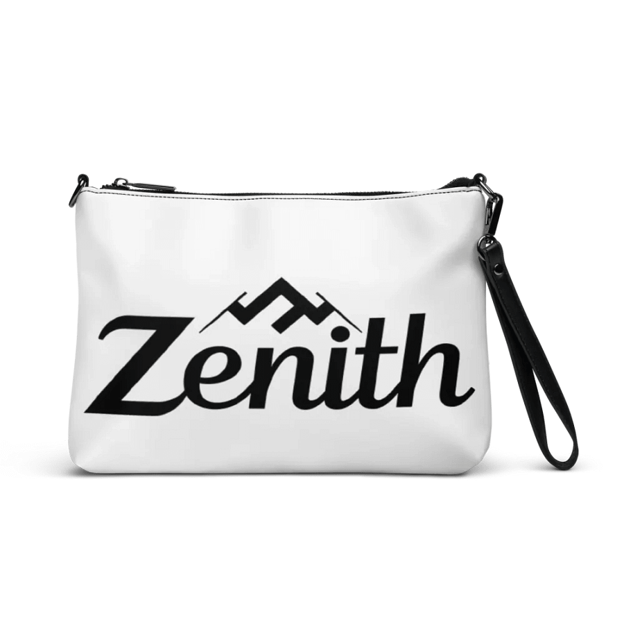 Zenith All-Over Print Crossbody Bag - White Minimalist Design with Elegant Cursive 'Zenith' product image (1)