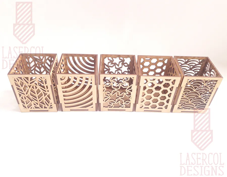 Pencil Holder (Ten Styles) File - Laser Cut Files product image (7)