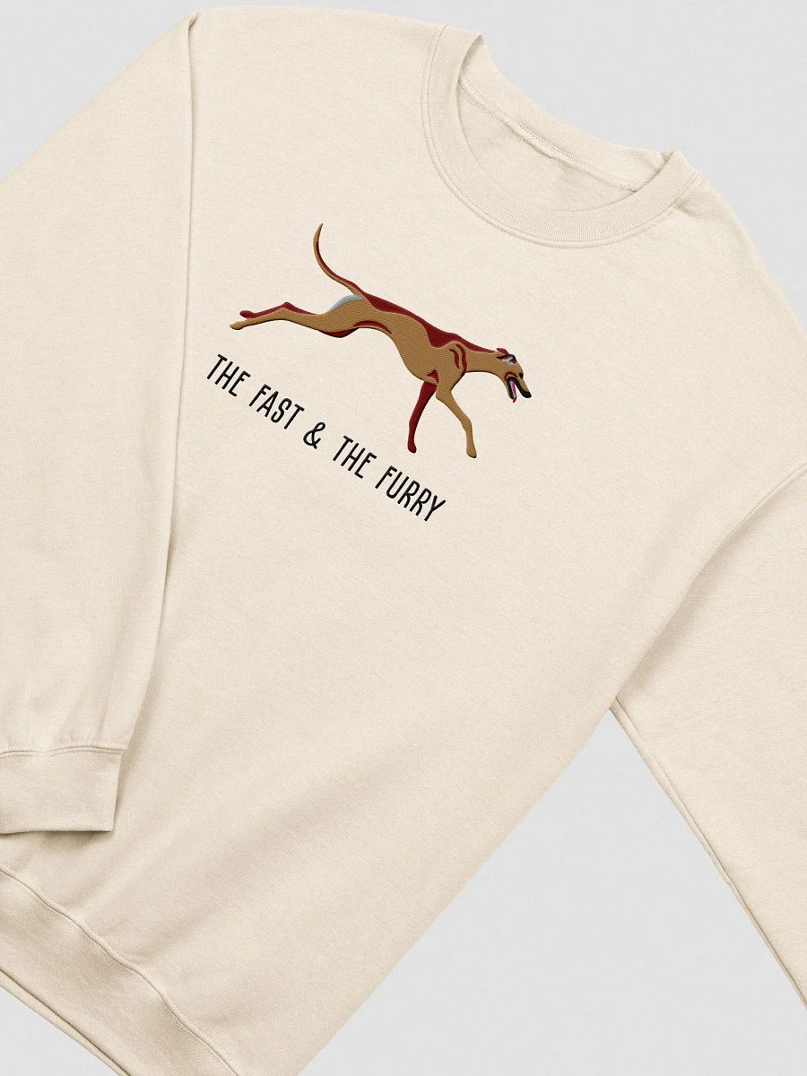 The Fast & The Furry Sweatshirt (Embroidered) of a Greyhound(Tan) product image (6)