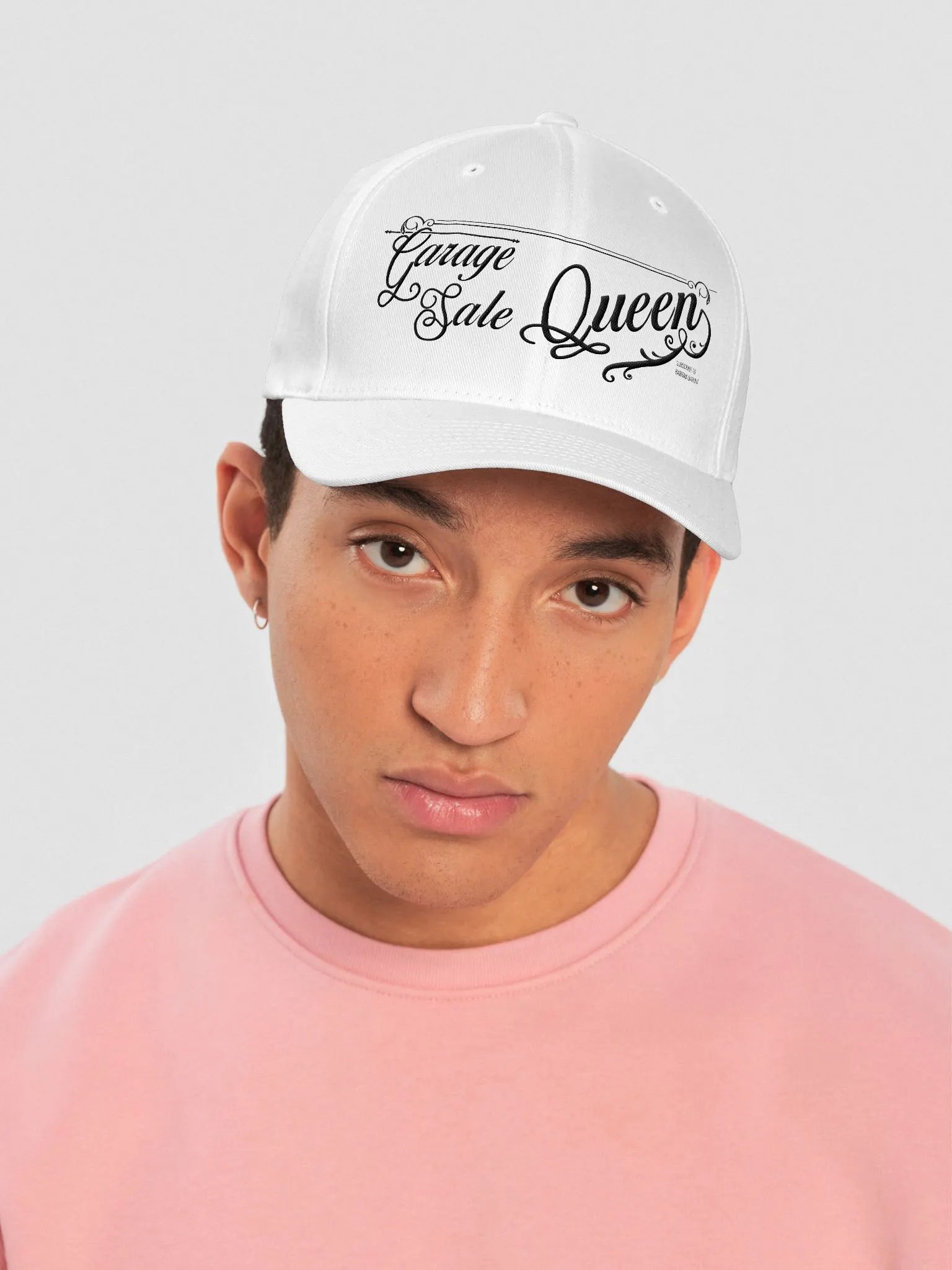 GARAGE SALE QUEEN (White Embroidered Fitted Cap) product image (5)