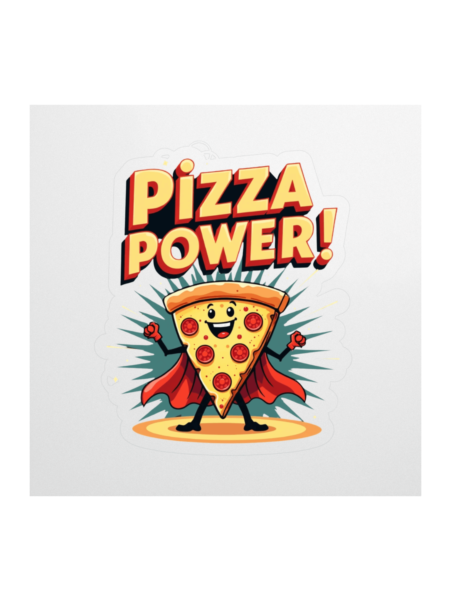 Pizza Power Sticker | Superhero Food Character Vinyl Decal | Funny Pizza Slice Laptop Sticker Kiss Cut Stickers product image (2)
