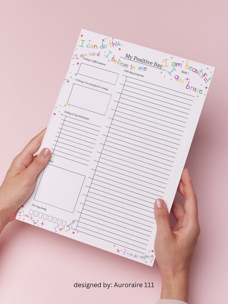 My Positive Day - Printable Daily Planner | Digital Planner Page Download | Multiple Sizes Included product image (1)