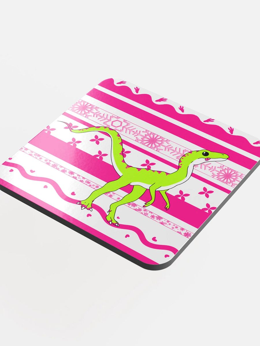 Derpy Dino (Compsognathus) Glossed Cork Coaster product image (1)