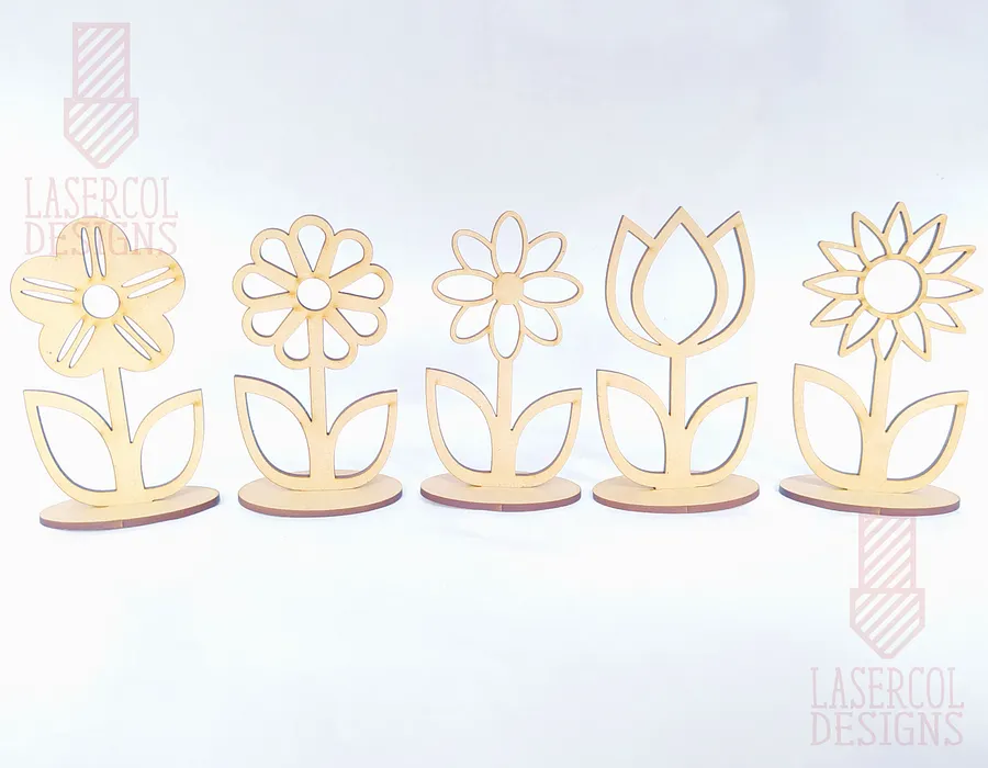 Flowers - Set 3 - (Two Sizes, Five Styles)- Laser Cut Files product image (10)