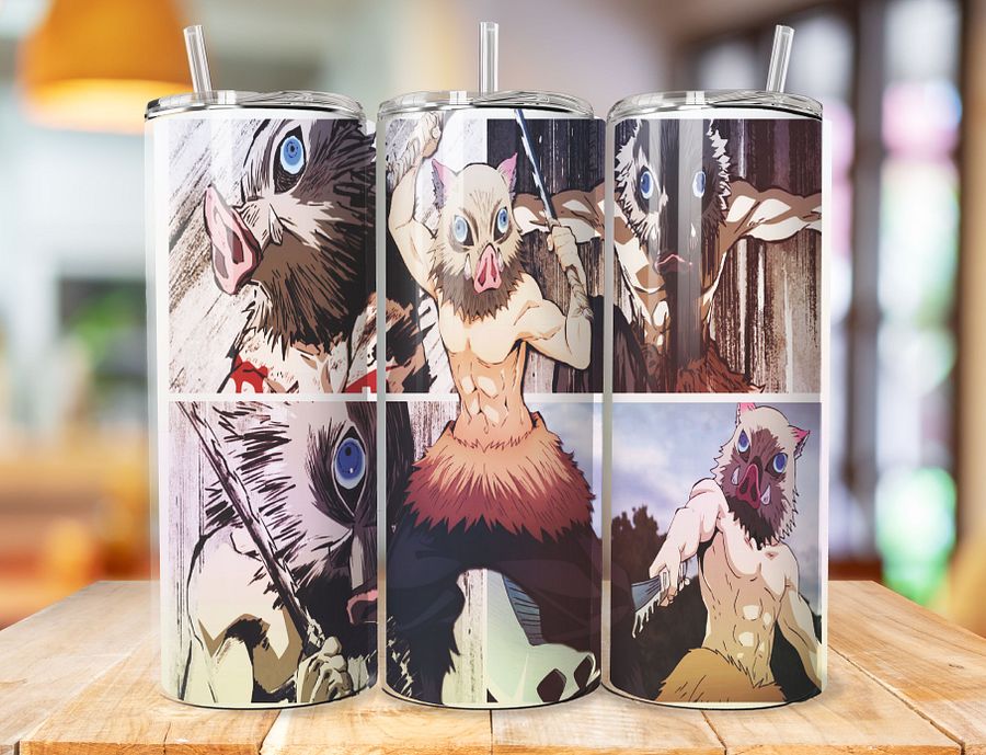 Inosuke Hashibira 20 oz Stainless Steel Tumbler – Demon Slayer Boar Warrior Design product image (1)