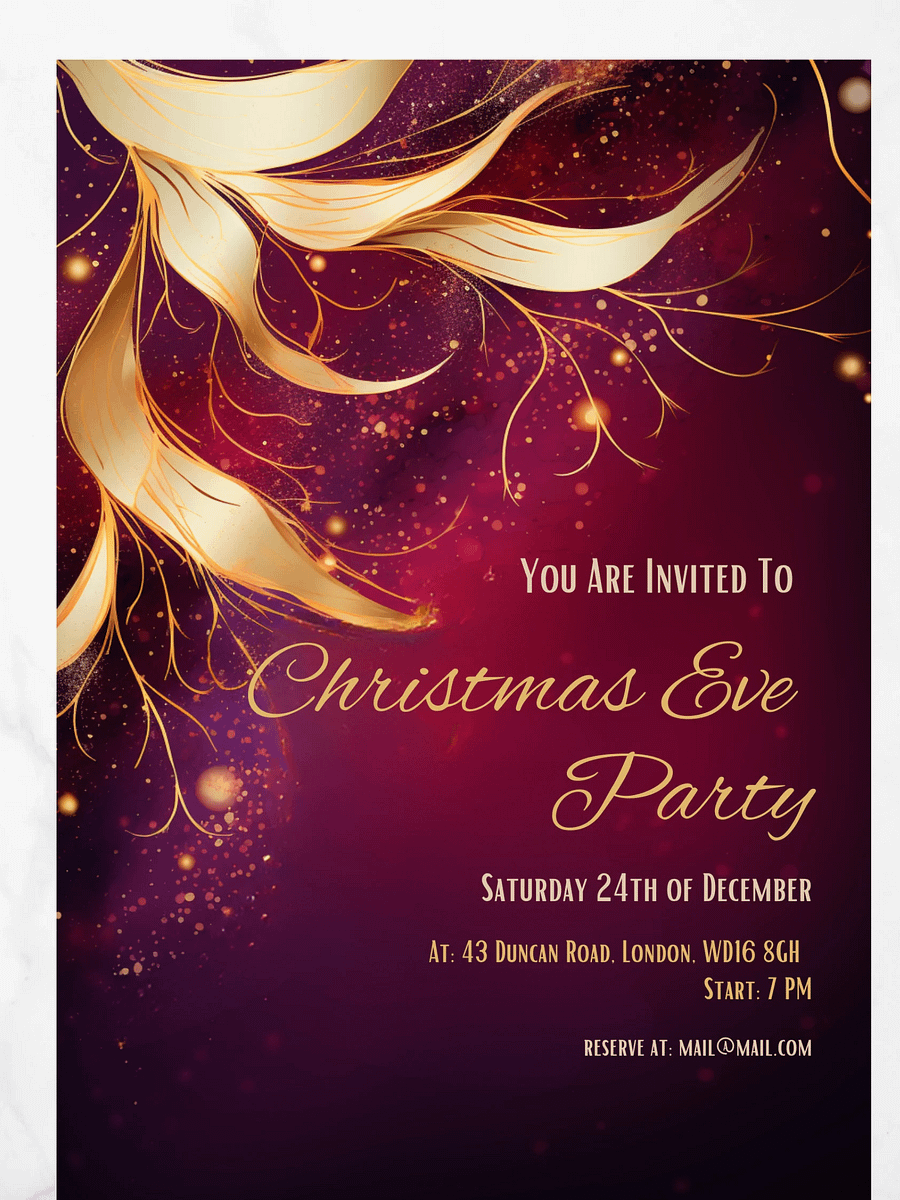Red, Purple and Gold Christmas Party Invitation | Editable in Canva | Christmas Party Printable | Holiday Invitation Template | Canva product image (4)