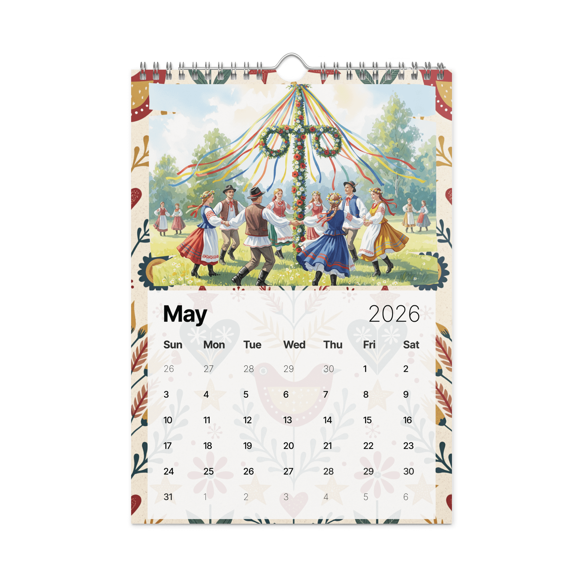 Folk Art Wall Calendar 2026 – A Year of Whimsical Traditions and Timeless Beauty product image (10)