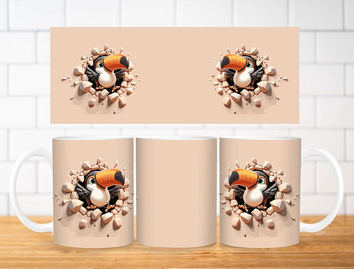 Cute Toucan Sublimation Design, 11oz & 20oz Mug Template, Mug Wrap Template PNG, Digital Download product image (2)