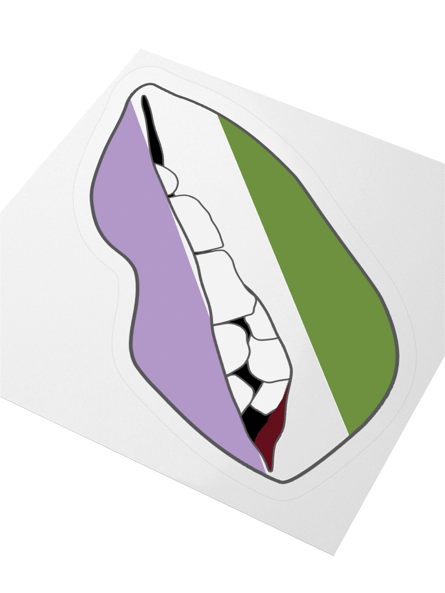 Genderqueer Pride Flag Biting Lips Sticker product image (9)