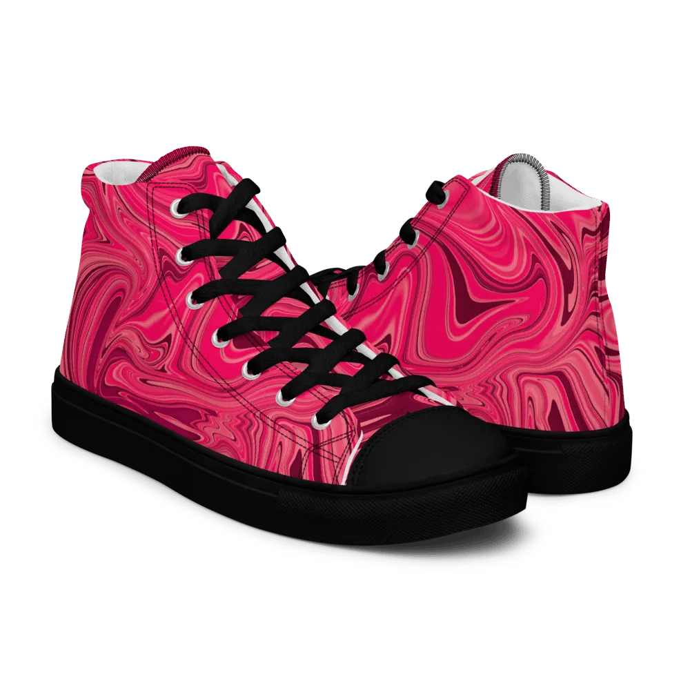 Women's High Top Canvas Shoes - Shades of Magenta Pink Digital Fluid Art product image (10)