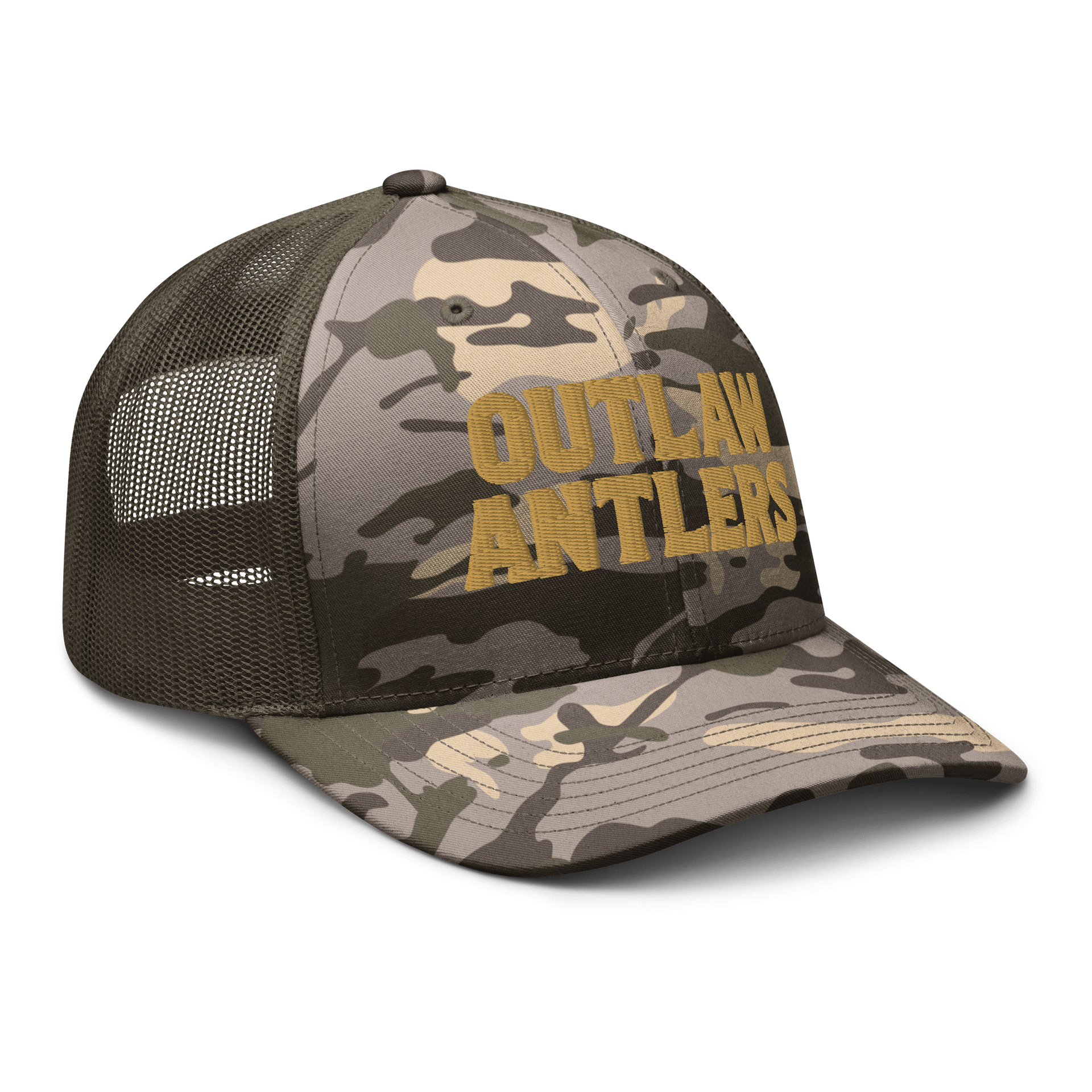 Outlaw Antler Embordered Trucker Hat Camo Gold product image (6)