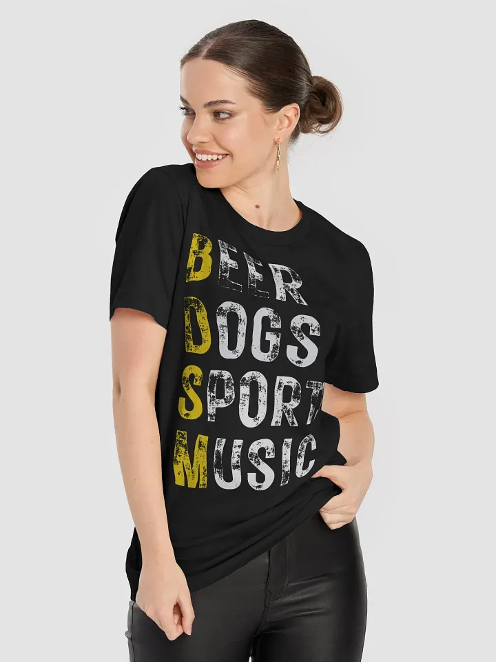 Beer Dogs Sports Music T-Shirt – Funny Gold Shirt Gift for Men and Women product image (2)