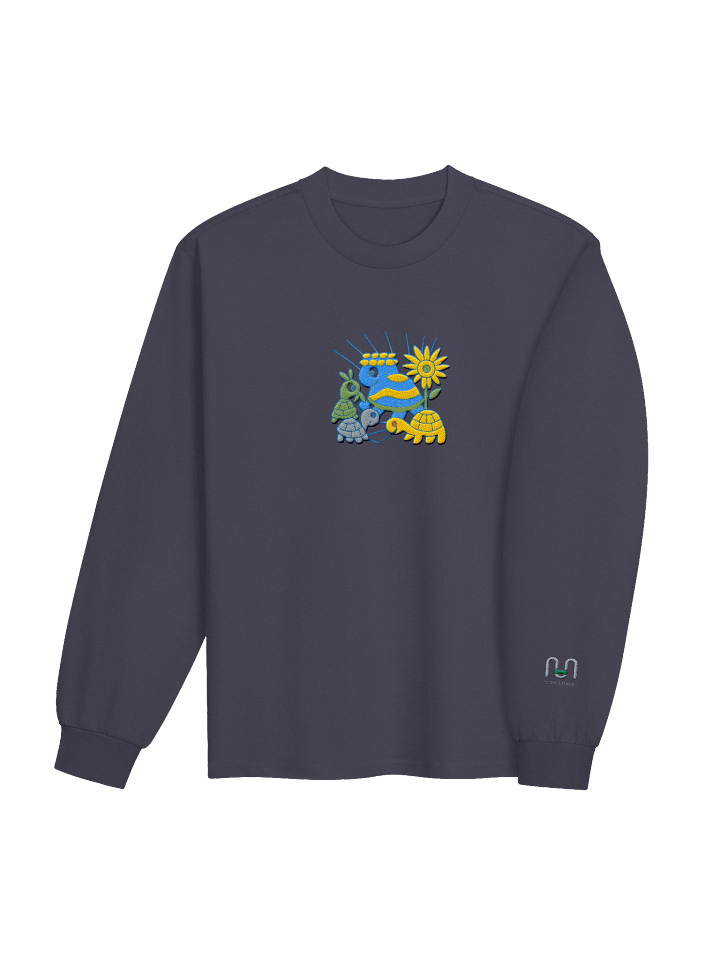Turtle Crown & Sunflower Rays – Winter Bloom Edition - Long Sleeve Shirt – Embroidered product image (2)