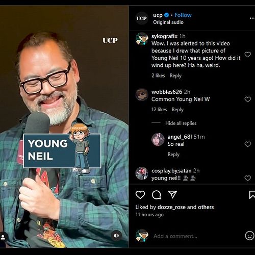 This is weird! 
To promote the Scott Pilgrim anime, Universal @ucp used a drawing by me in this video. 
That's Bryan Lee O'Ma...