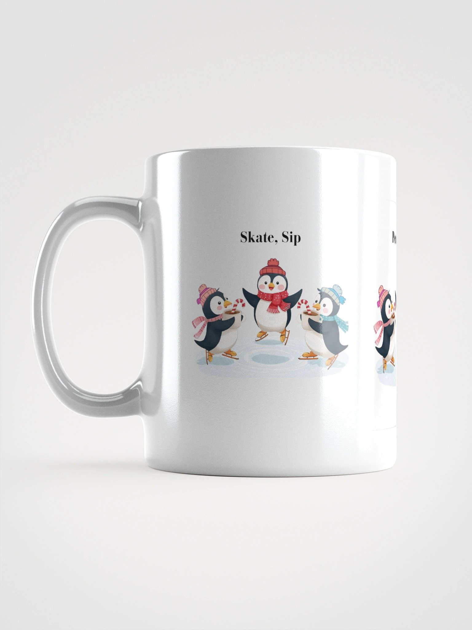 Penguin Party: Skate, Sip, Smile White Glossy Mug product image (1)