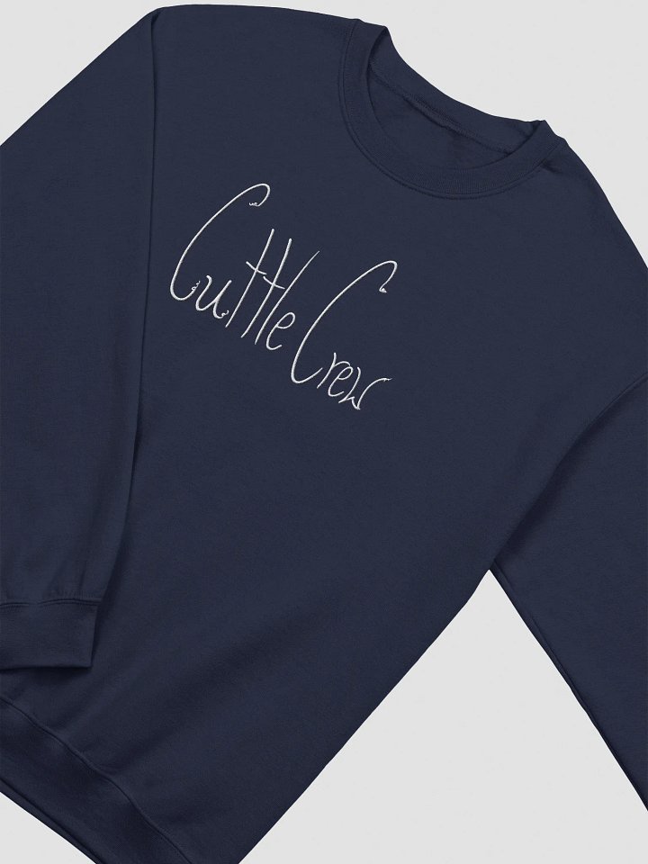 Cuttle Crew text- Embroidered Crewneck Sweatshirt - white outline product image (1)