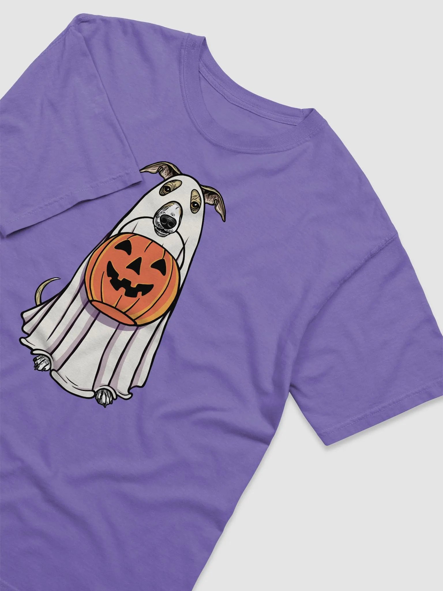 Funny Halloween Italian Greyhound(Fawn) T-Shirt | Funny Iggy Wearing a Ghost Costume and Holding a Pumpkin Basket product image (29)