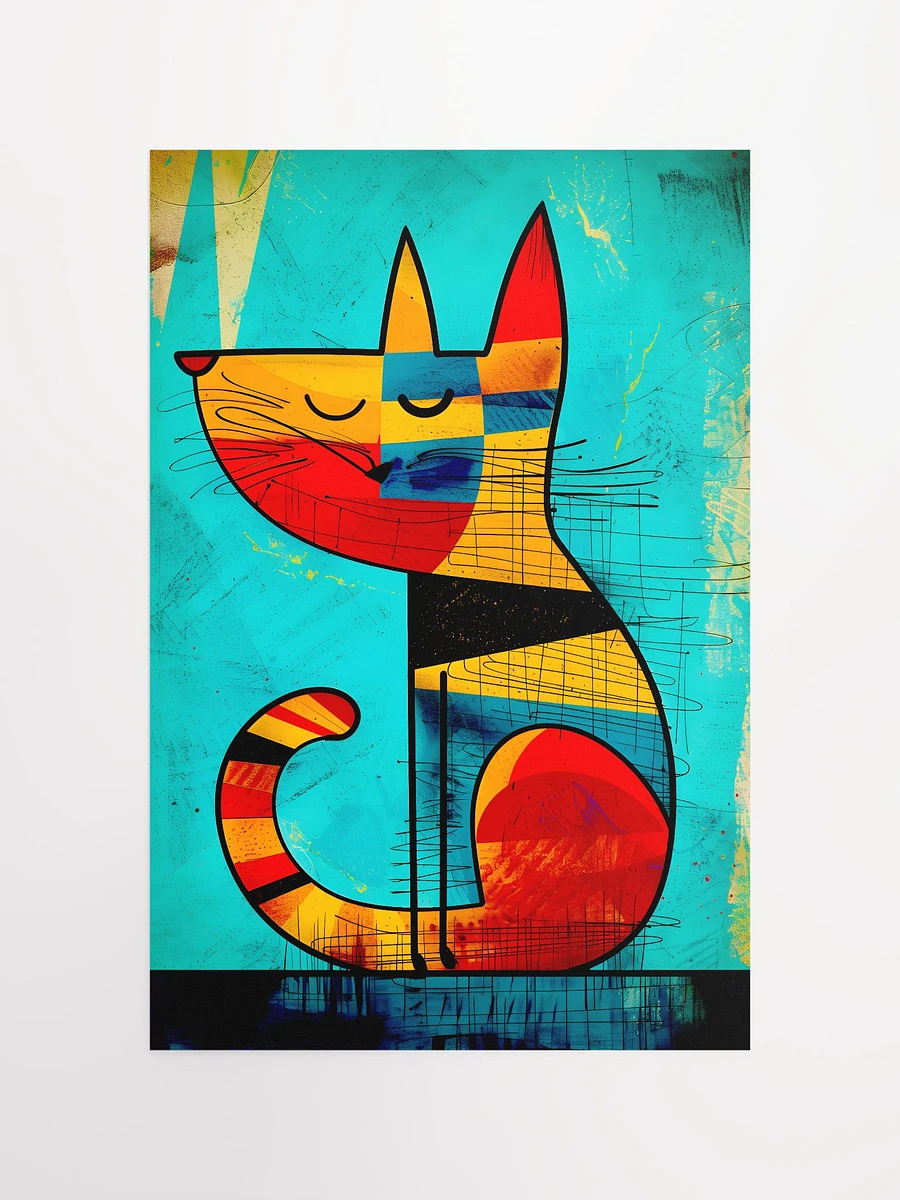Cubist Whimsy: Abstract Colorful Cat Art Matte Poster product image (2)