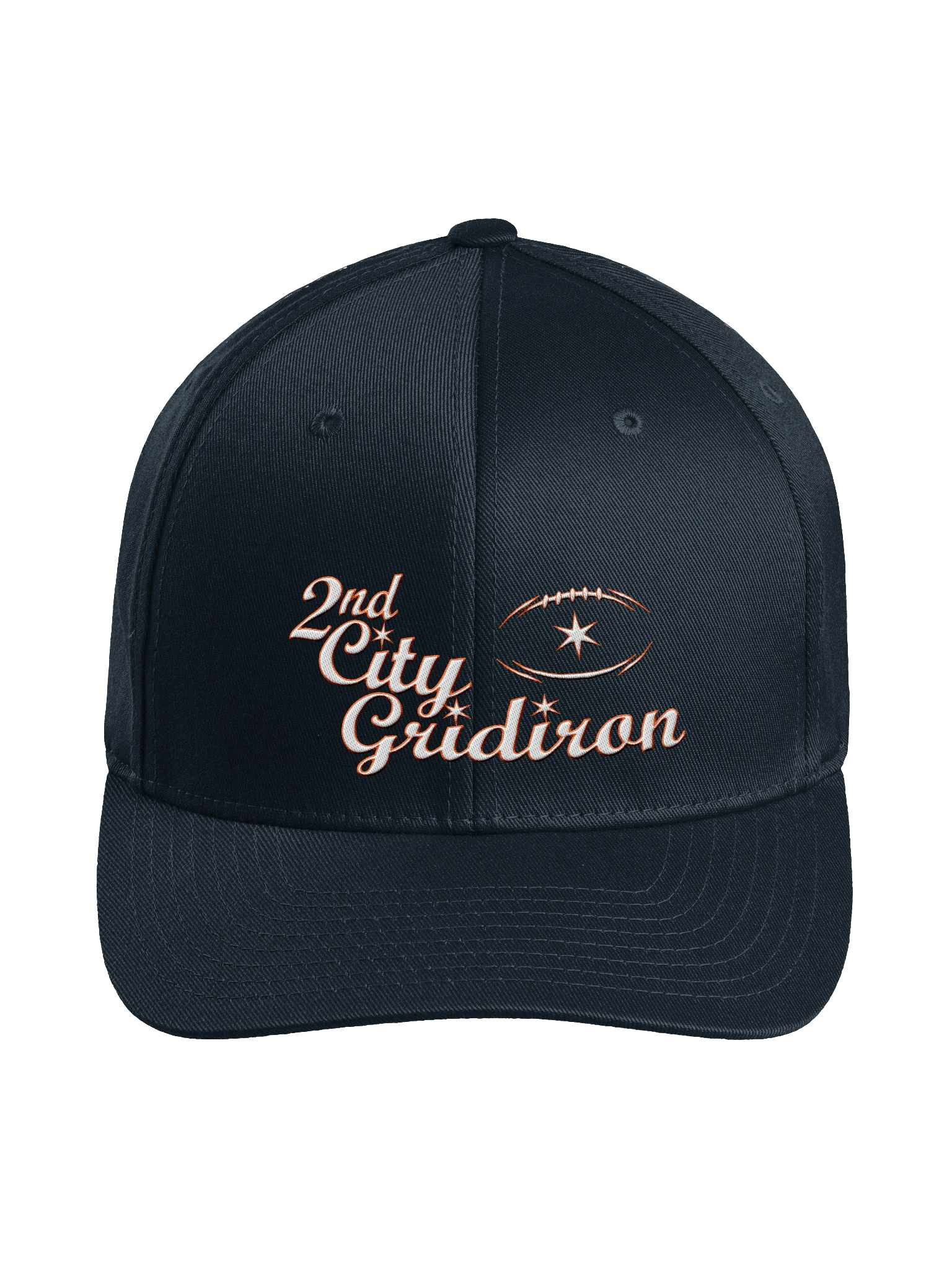 2nd City Gridiron Fitted Hat Orange Outline Logo product image (1)