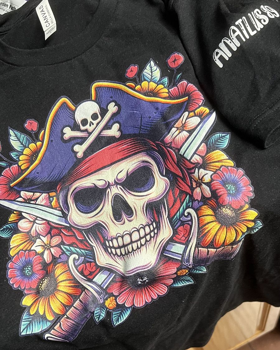 Floral Pirate Skull Supersoft T-Shirt product image (11)