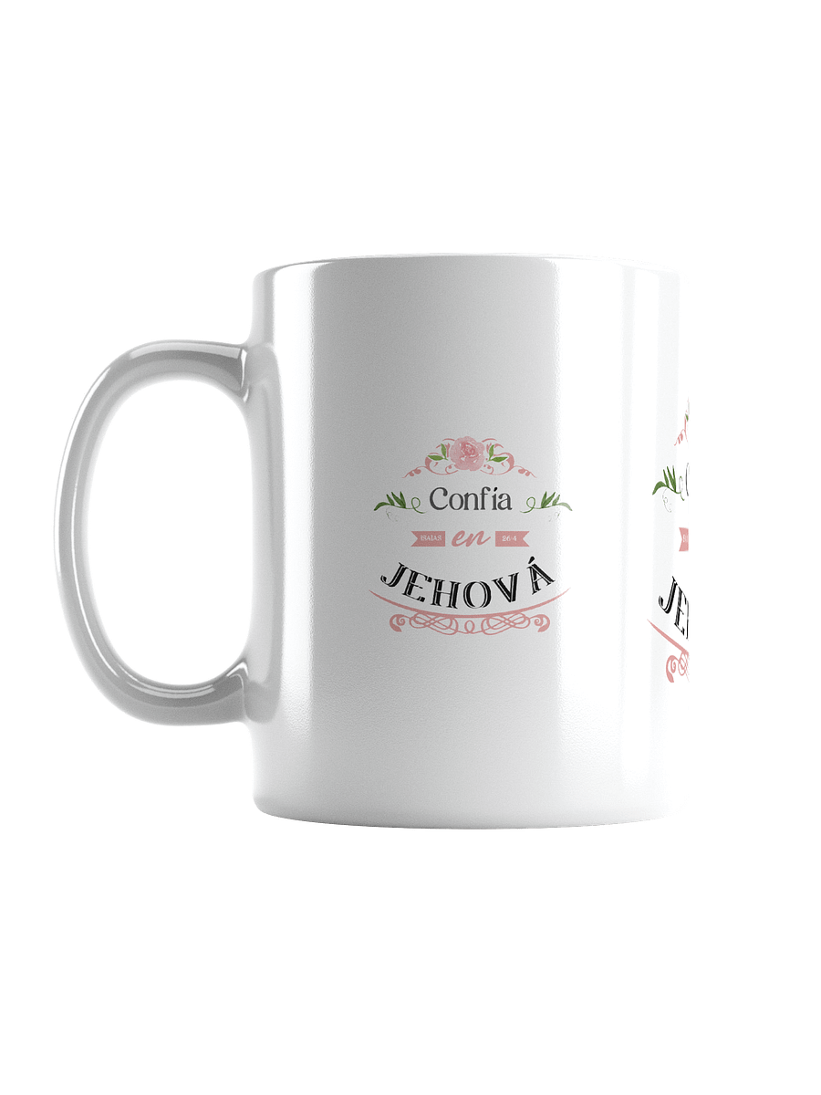 Confía en Jehová | Taza Cerámica Brillante con Diseño Floral – Isaías 26:4 product image (2)
