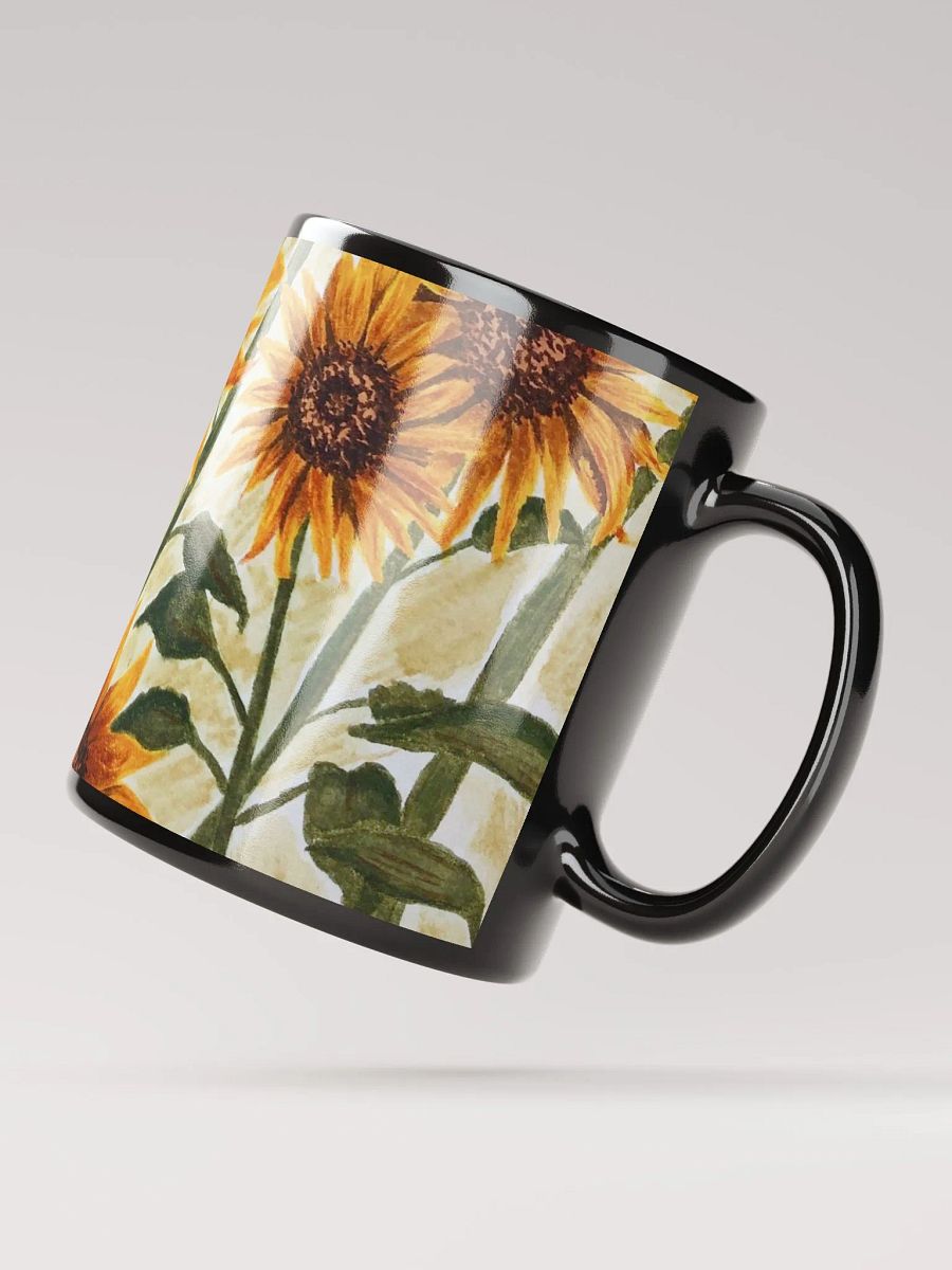 SUNFLOWERS black glossy mug product image (3)
