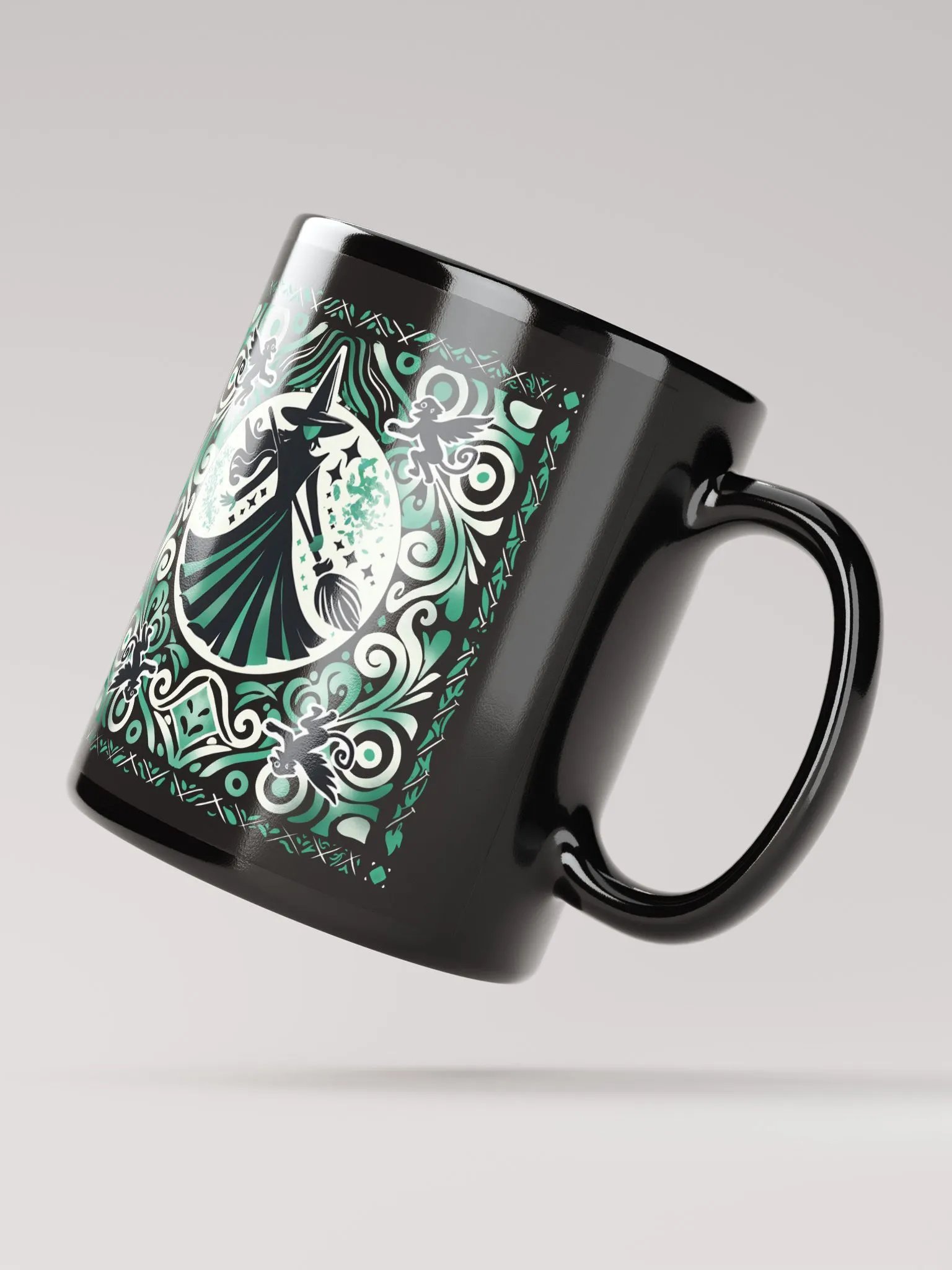 Wicked Spanish Tile Elphaba Mug – Black Glossy Broadway Coffee Cup product image (4)