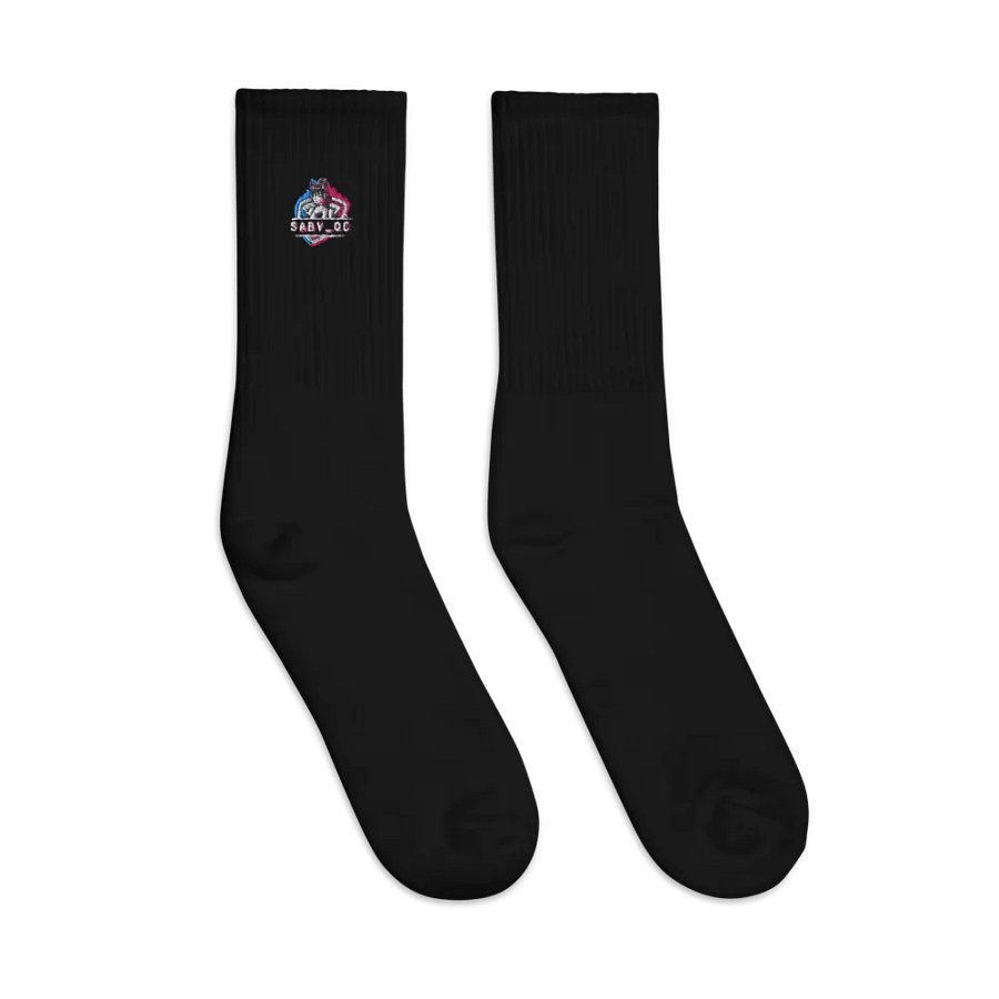 SABY_QC Cat Ear Headphones Illustration Embroidered Crew Socks product image (3)