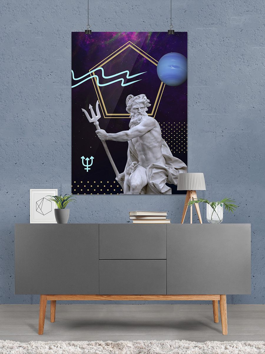 Vaporwave poster: Synthwave Gods and Planets - Neptune (gr. Poseidon) [synthwave/vaporwave/retrowave/cyberpunk] — aesthetic neon poster product image (3)