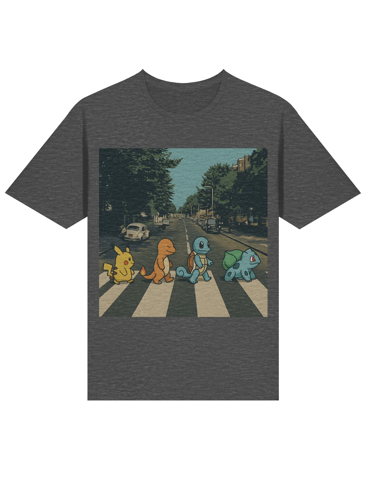 🚦 Abbey Road Pokémon Parody T-Shirt – Pikachu, Charmander, Squirtle & Bulbasaur Cross the Street product image (25)
