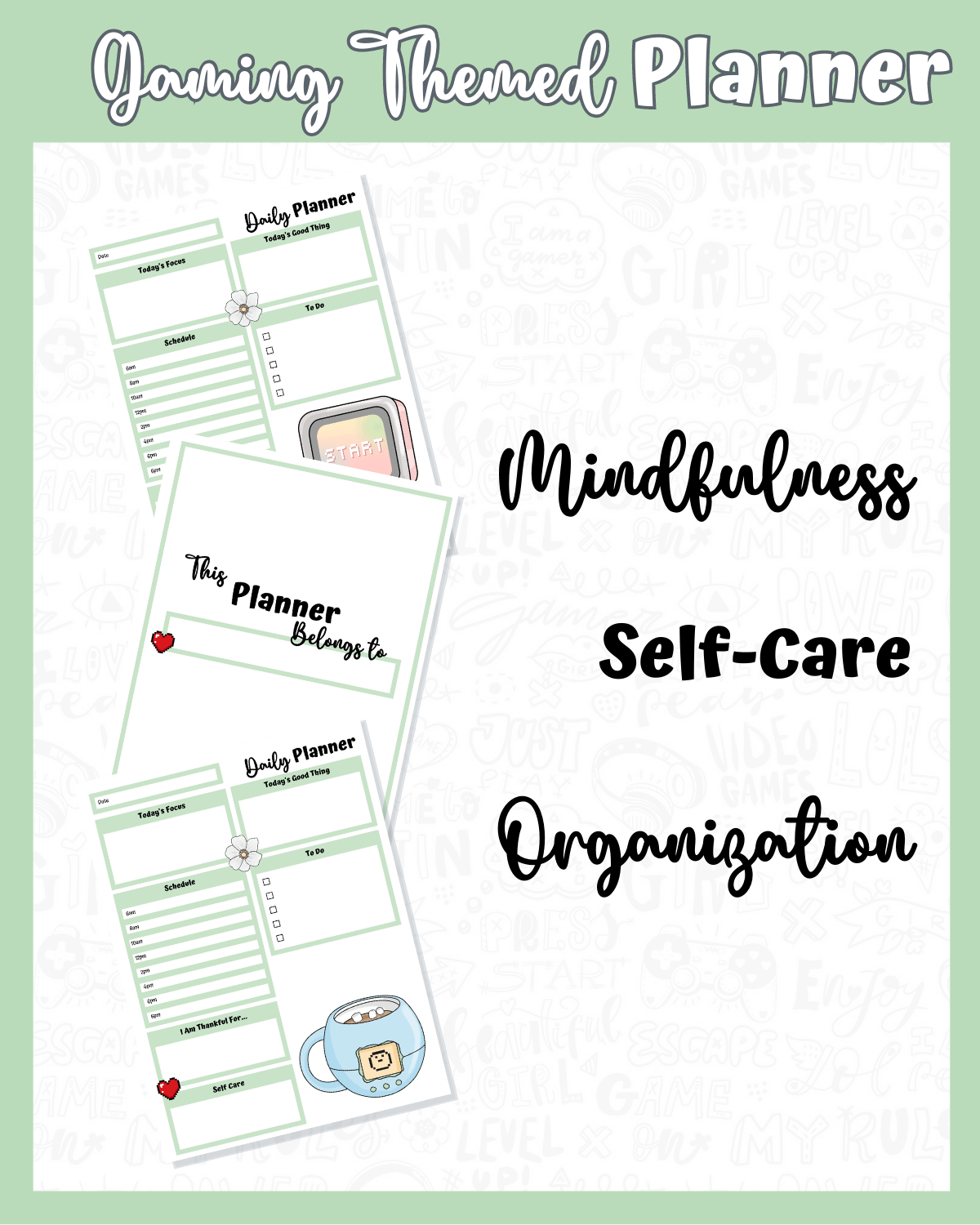 Green Printable Planner - Gamer Themed product image (4)